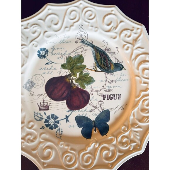 Vintage Mikasa Antique Countryside (4) Pear (1) Fig Embossed 8 1/2” Salad Plates - Picture 3 of 7